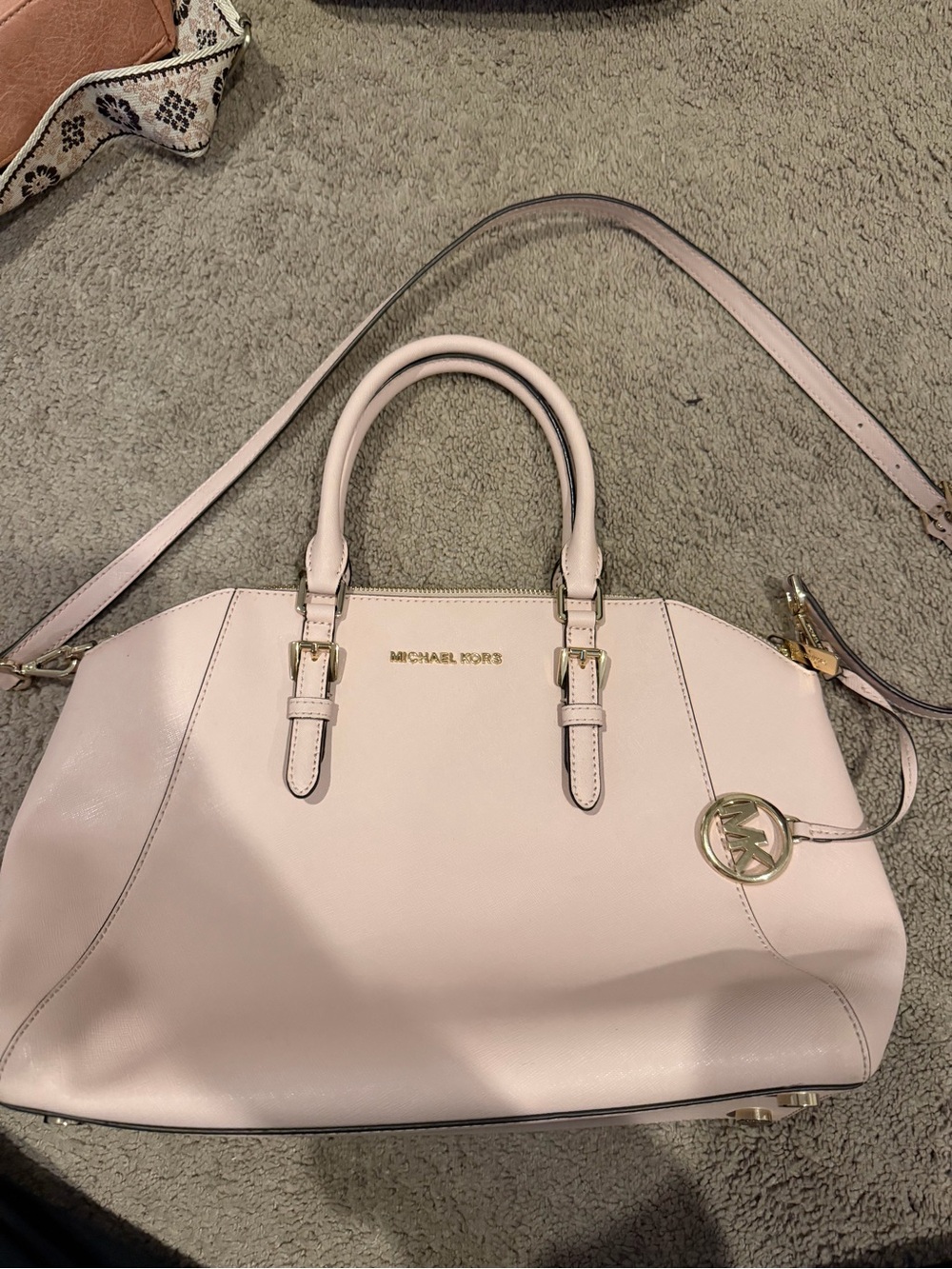 Michael Kors Light Pink Purse with Gold Hardware